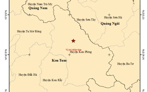 Xảy ra 2 trận động đất tại huyện Kon Plông (Kon Tum)