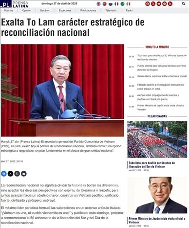 50 năm Thống nhất đất nước: Thông điệp "Nước Việt Nam là một" vang vọng truyền thông Mỹ Latin