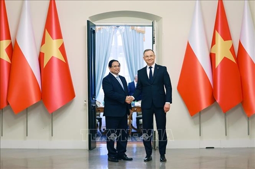 Thủ tướng Phạm Minh Chính hội kiến Tổng thống Ba Lan Andrzej Duda