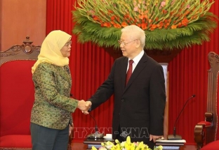 Tổng Bí thư Nguyễn Phú Trọng tiếp Tổng thống Singapore