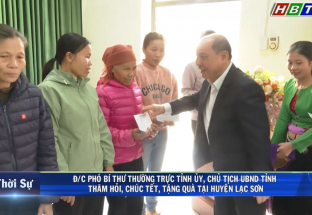 21/1: Đ/c Phó Bí thư Thường trực Tỉnh ủy, Chủ tịch UBND tỉnh thăm hỏi, chúc Tết, tặng quà tại huyện Lạc Sơn 