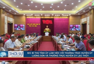 Đ/c Bí thư tỉnh ủy làm việc với thường trực huyện ủy Lương Sơn và thường trực huyện ủy Lạc Thủy