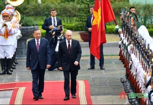 Chủ tịch nước Tô Lâm chủ trì lễ đón cấp Nhà nước Tổng thống Liên bang Nga Vladimir Putin