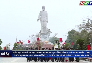 07/02: Đoàn ĐB lãnh đạo tỉnh dâng hương tại tượng đài Bác Hồ, viếng NTLSCD Hòa Bình, dâng hương tại di tích Bác Hồ về thăm Tập đoàn sản xuất Chí Hòa